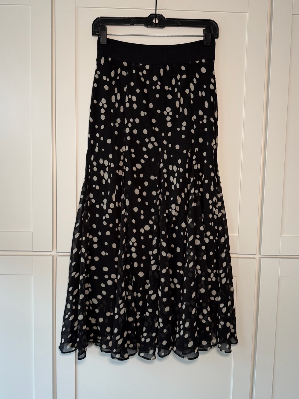 Y2K Lapis Polka Dot Flowy Ruffle Whimsical Gothic Grunge Midi Skirt Fairy Goth